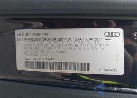2019 Audi A6 55 Premium from USA, damaged, VIN WAUL2AF25KN093347